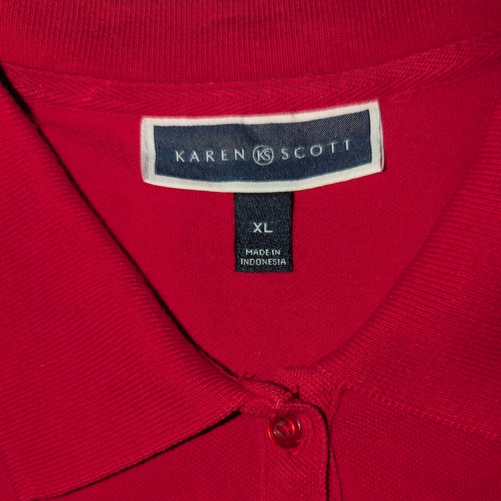 Karen Scott Women's XL Red Short Sleeve Polo Shirt - Picture 2 of 4